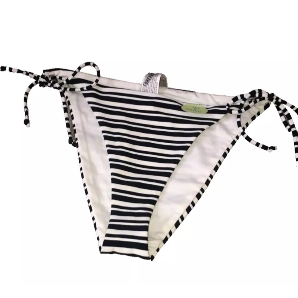Forever 21 XL Bikini Bottom Striped Black White‎ NWT